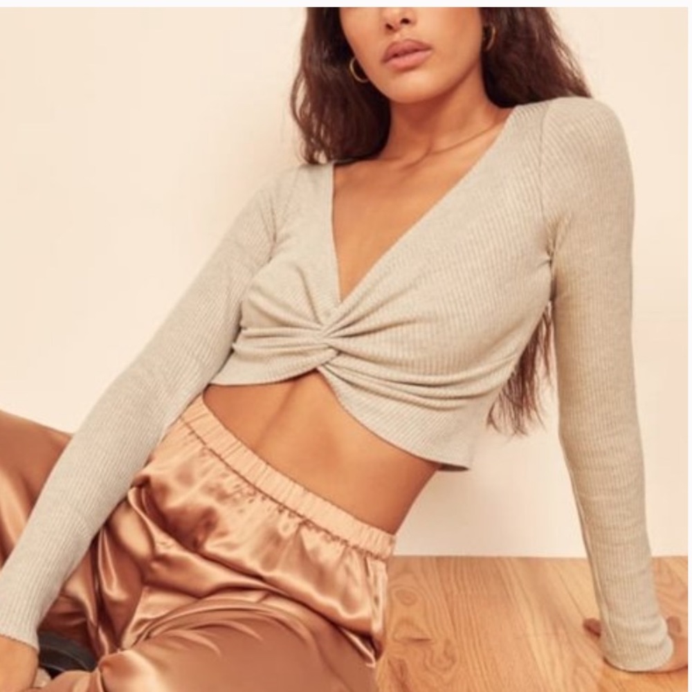 Reformation Loch Cropped Long Sleeve Top